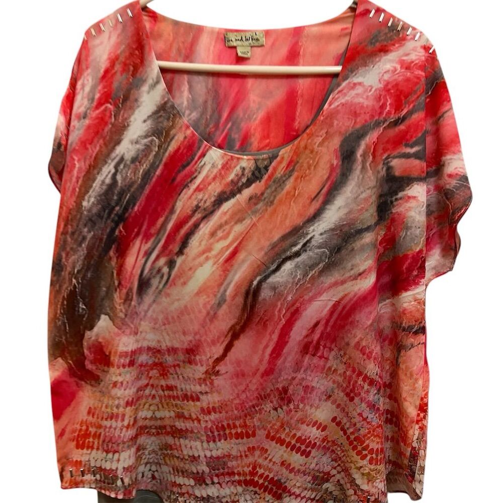 Live and Let Live Women's Geometric Print Blouse Size L Multicolor